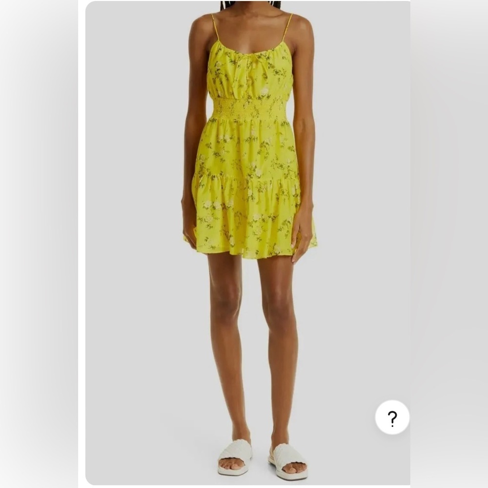 Alice + Olivia Womens Yellow Smocked Waist Floral Cotton & Silk
Dress
